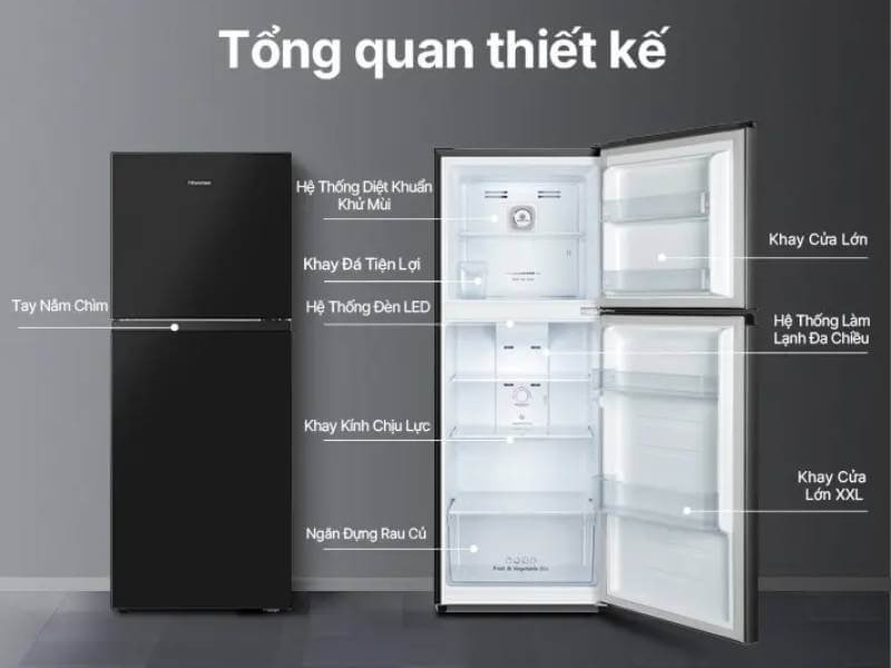 Tủ lạnh Hisense inverter RT256N4EBN (Dung tích 205 lít, 2 cánh)